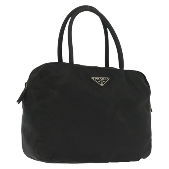 PRADA Hand Bag Nylon Black Silver Auth - Picture 1 of 16